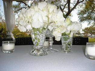 Flowers in wedding glass