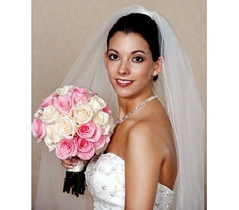 Pink ivory rose wedding flowers