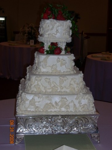 Lace Designs For Cakes. Split Tier Wedding Cake