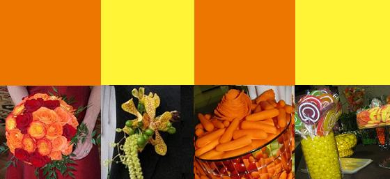 wedding reception with orange and yellow