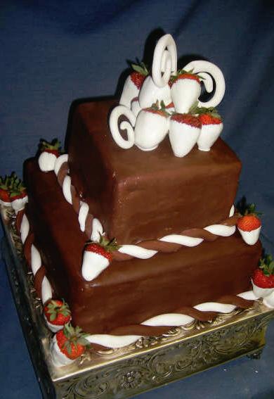 White Chocolate Covered Strawberries Wedding Cake
