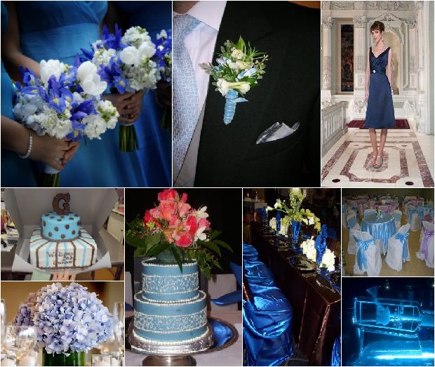 Incorporating blue into your wedding reception through table linens 