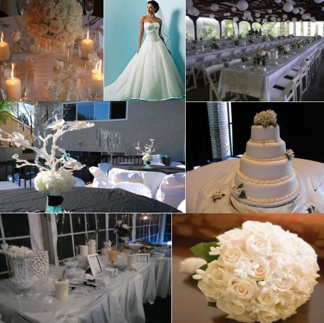 A winter white wedding orange white for fall or hot pink and white for a 
