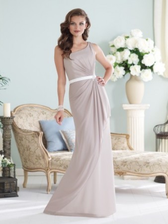 One-shoulder chiffon slim A-line gown