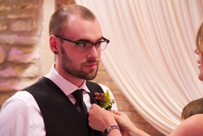 Pinning the Boutonniere