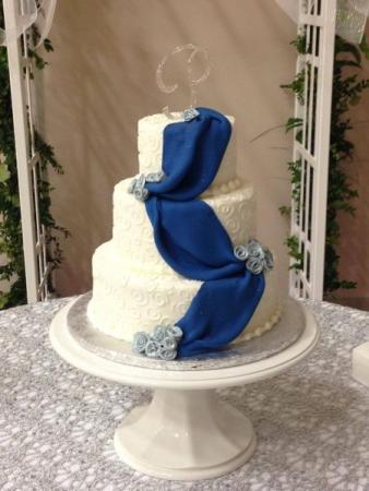Navy Swag Wedding Cake