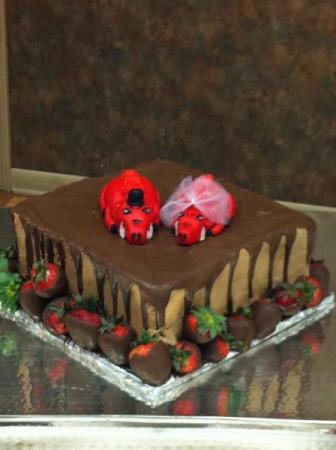 Chocolate and Strawberries Cake with Razorbacks