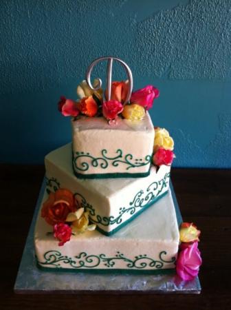 Scroll and Roses Cake