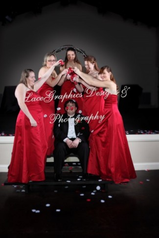 Well red along with black silver and white A very contemporary wedding 