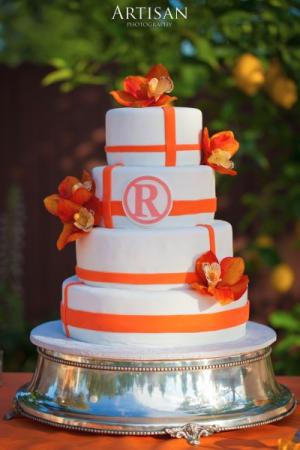 Orange Four Tier Wedding Cake