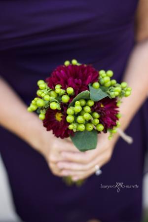 Bridesmaid Bouquet In Burgundy and Green