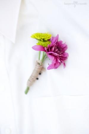 Green And Pink Boutonniere 