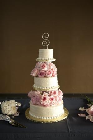 Three Tier Wedding Cake With Flowers