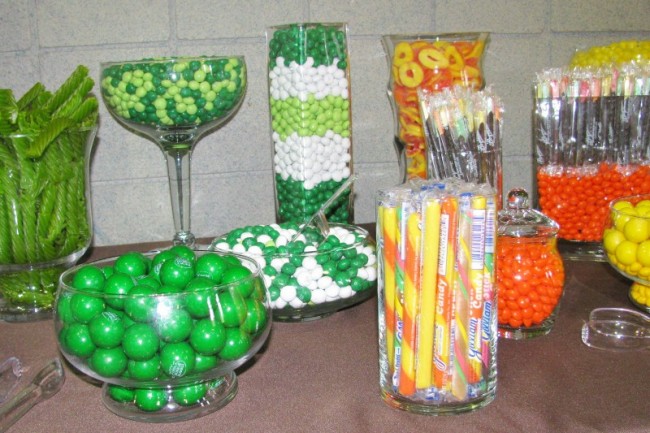 Even a green wedding reception On the right we have a candy buffet fit for