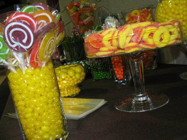 Whether outfitting your wedding reception with a candy buffet like this or