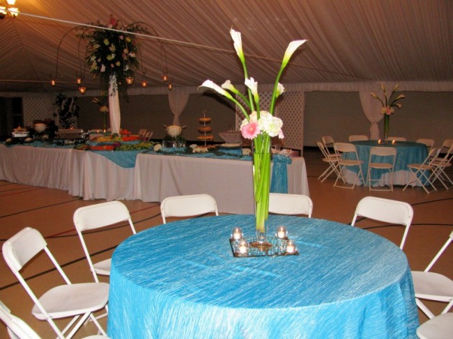 This is the nighttime version of the wedding reception Tiffany blue 