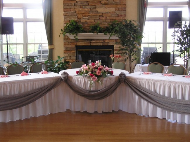 Elegant Indoor Wedding Reception This photo brings to light the head table 