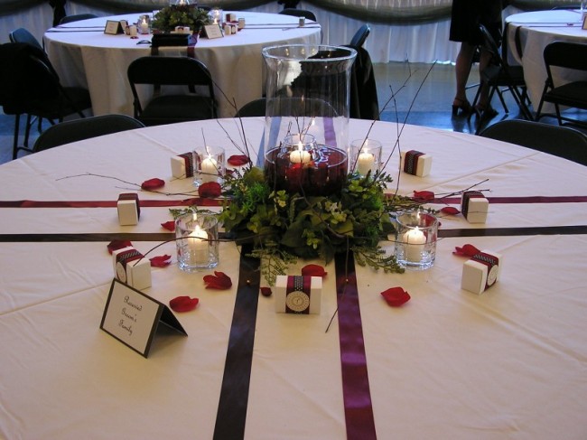 This photo highlights the unique and beautiful table setting chosen by the 