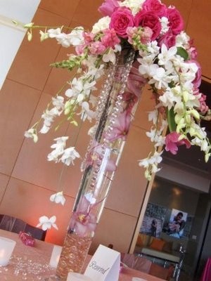 Wedding Party Photo Gallery Reception Flowers In Tall Vase 