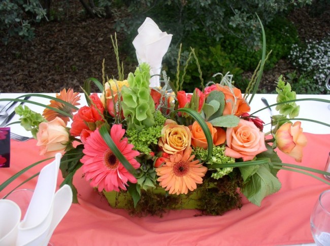 This is a garden centerpiece for the outdoor wedding reception held by the 