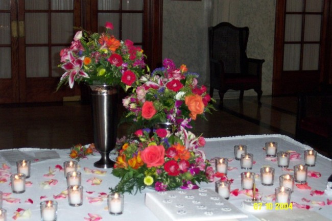 the rehearsal dinner for three of their tables At the wedding in Benton