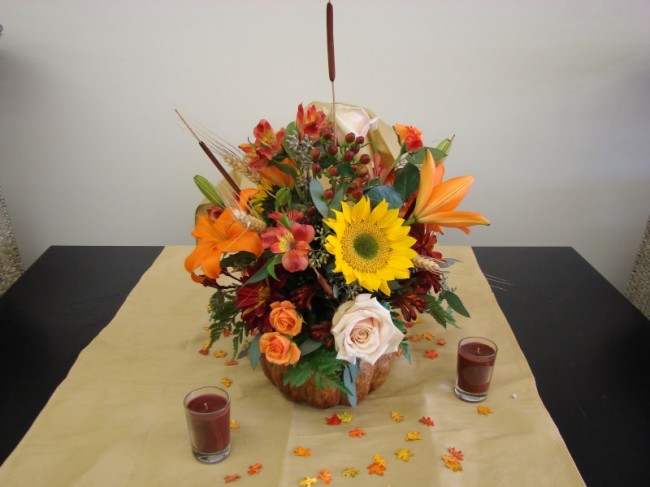 This beautiful flowers arrangement can be used as fall wedding centerpiece 