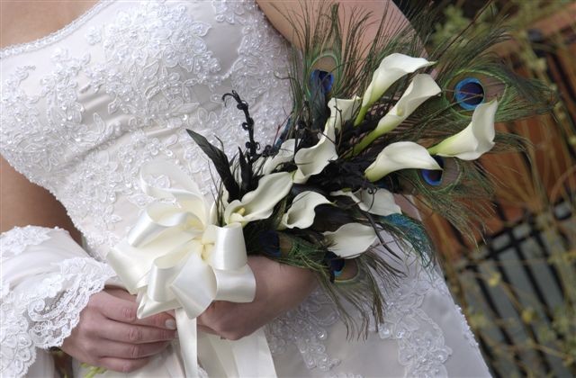 Peacock Feathers Calla Lily Bridal Bouquet Share