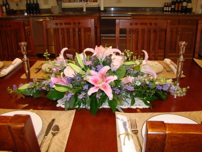  lily centerpiece was used for a bridesmaids luncheon at the head table