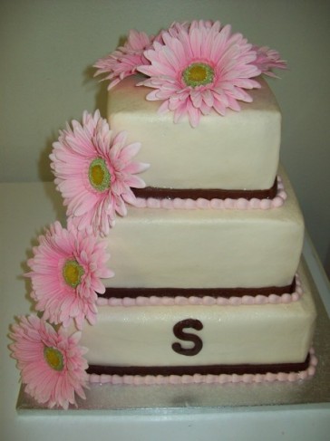 Daisy Brown Icing Ribbon Wedding Cake Share
