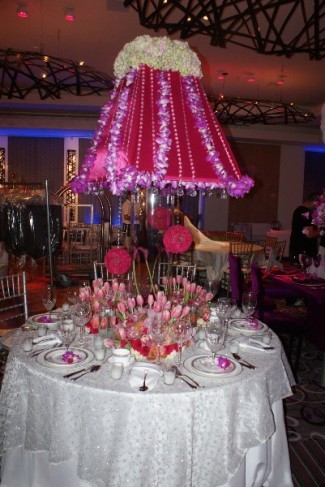 Hot pink stole the show at this Miami wedding reception
