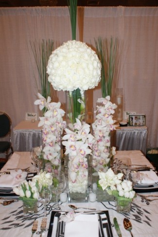 This is a stunning centerpiece for a Miami wedding reception created by 