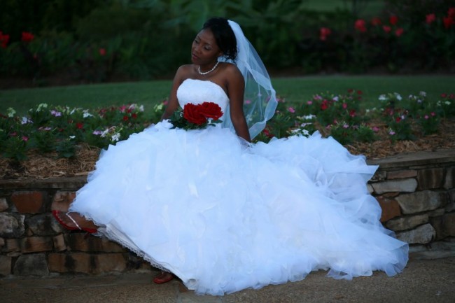  red slipper that added a touch of color to her black and silver wedding 