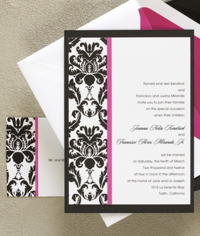 Victoria Wedding Invitations Share An elegant damask border accents the