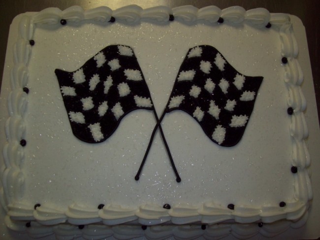 Photo Gallery - Checkered Flags Party Cake - Racing Party ...