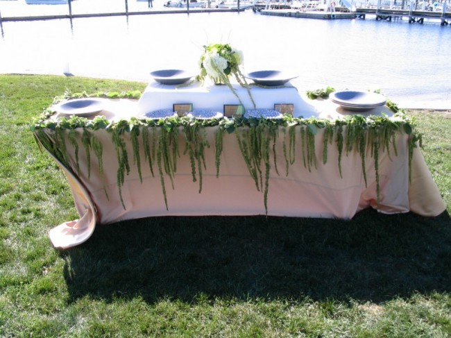 The look and style of amaranthus complemented this outdoor wedding reception