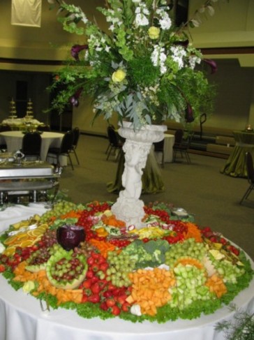Exquisite wedding reception fruit table created by top Athens Alabama 