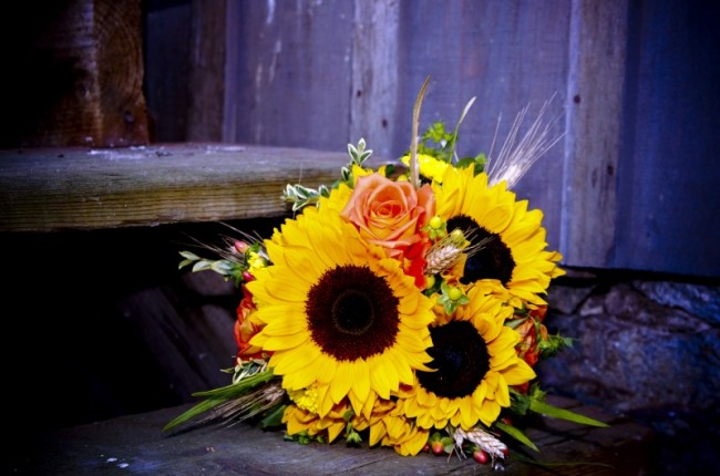 Wedding Party Photo Gallery Orange Rose and Sunflower Bouquet 