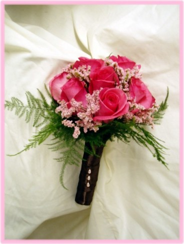 Beautiful Hand tied Pink Rose Wedding Bouquet