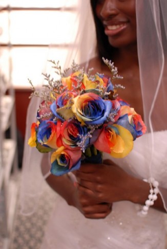Wedding Party Photo Gallery Rainbow Rose Bridal Bouquet 