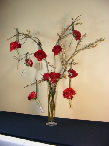 Wedding Party Photo Gallery Red Rose Tree Centerpiece 