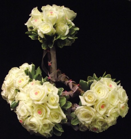 white rose bouquet bridesmaid. [All White Rose Bridesmaids