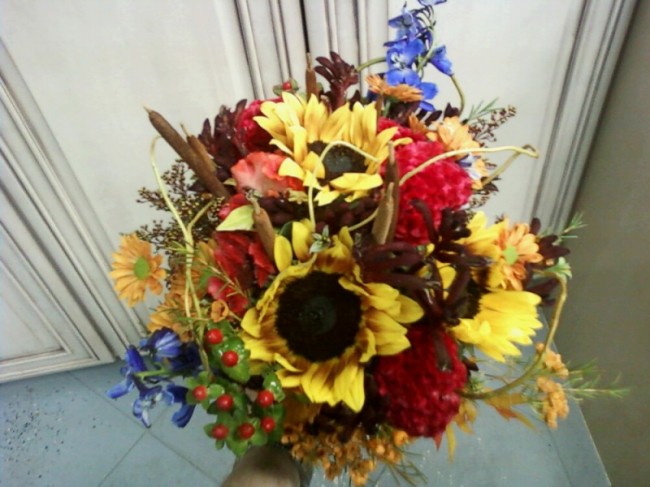 wedding flowers with cattails