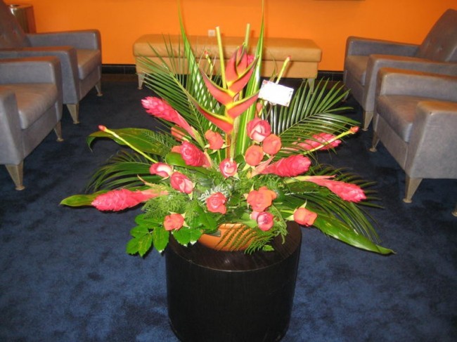 Tropical wedding flower arrangement