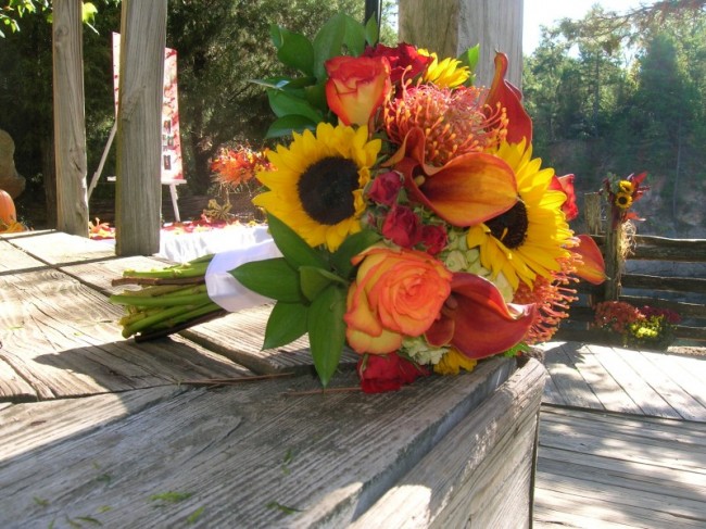 Fall Wedding Bridal Bouquet Share Sunflowers were obviously this brides 