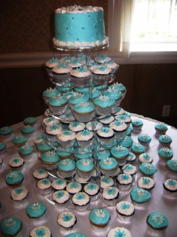 This wedding cake has been made entirely from cupcakes