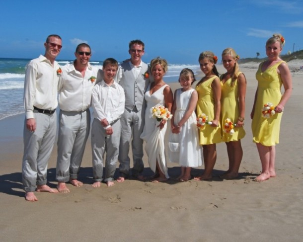 Beach Wedding Party Share This entire bridal party is beaming after the