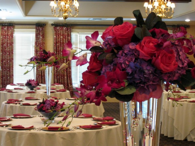 Their red and purple flowers look stunning on the table