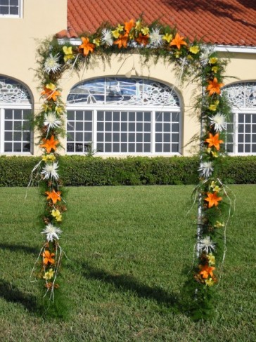 This beautiful arch is created for the wedding ceremony and is decorated in