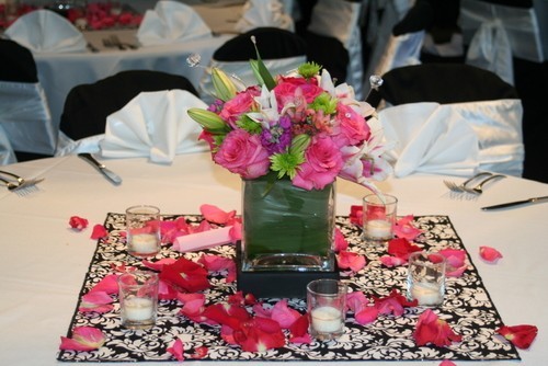 Pink Green Wedding Reception Centerpiece Share