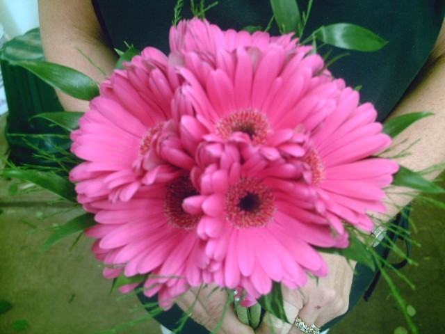 This pink daisy wedding bouquet was for a wedding at the Stonewall Jackson